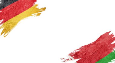 Beyaz Arkaplanda Almanya ve Belarus Bayrakları